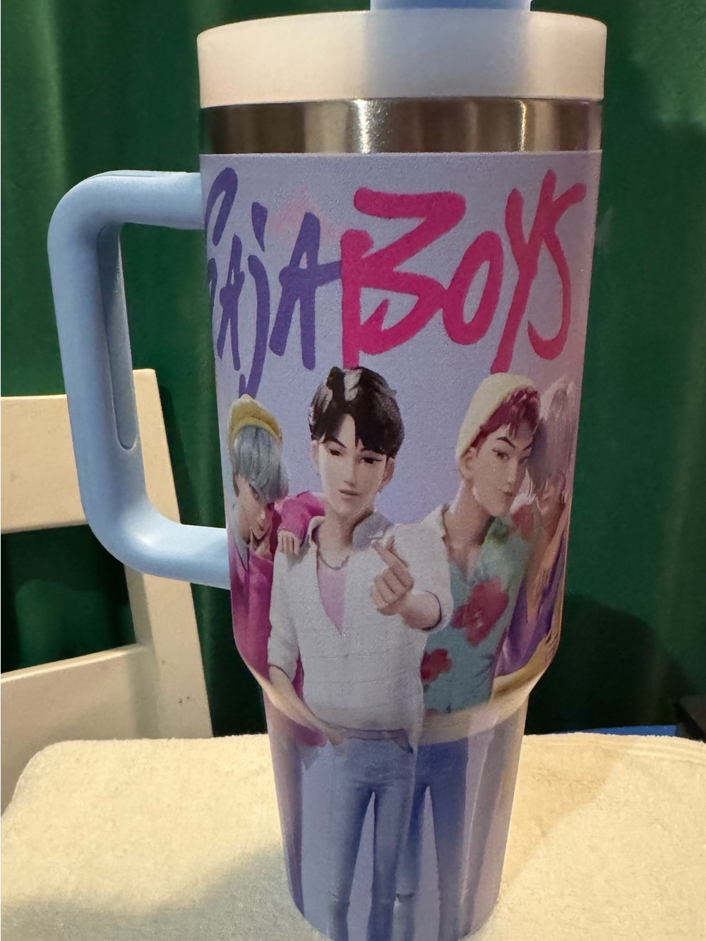 Stanley Purple and Light Blue Kids Travel Tumbler with Handle - Character Art